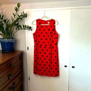 Jcrew red and navy polka dot dress size 12